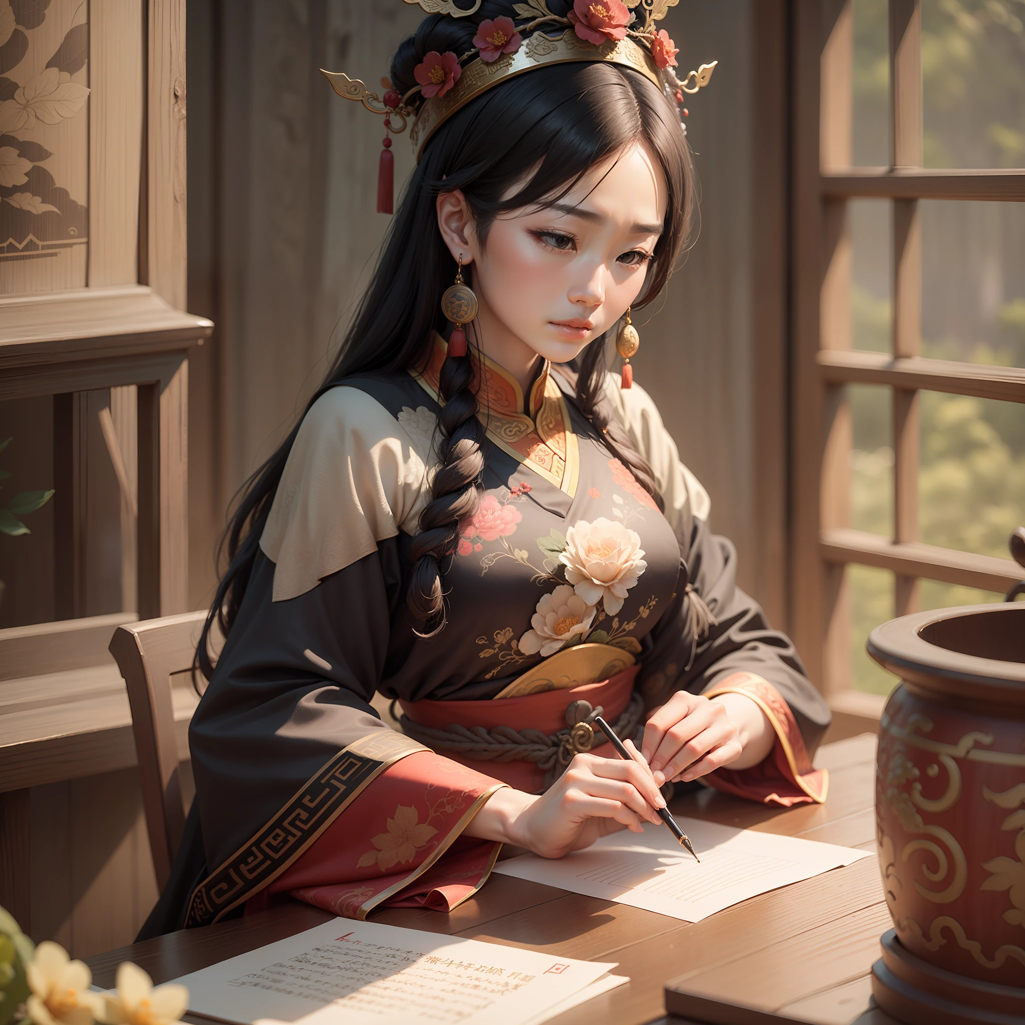 Chinese Historical Figures (Qin Huai Ba Yan)  woman  Ming and Qing dynasties  Antique style  Realistic writing --auto --s2