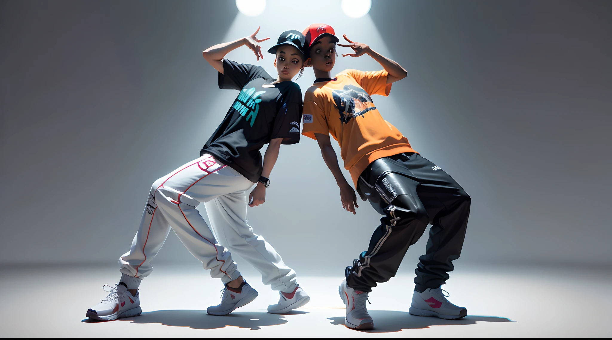 Full body dance illustration , usando uma roupa de hip hop com capuz, Minimalista, RTX, UHD, cell-shading, 32k, ray tracing, bem definido, comic, Pintura digital, Cartoon, fotorrealista, desenho, Motor irreal, octan render, Shaders, 4D