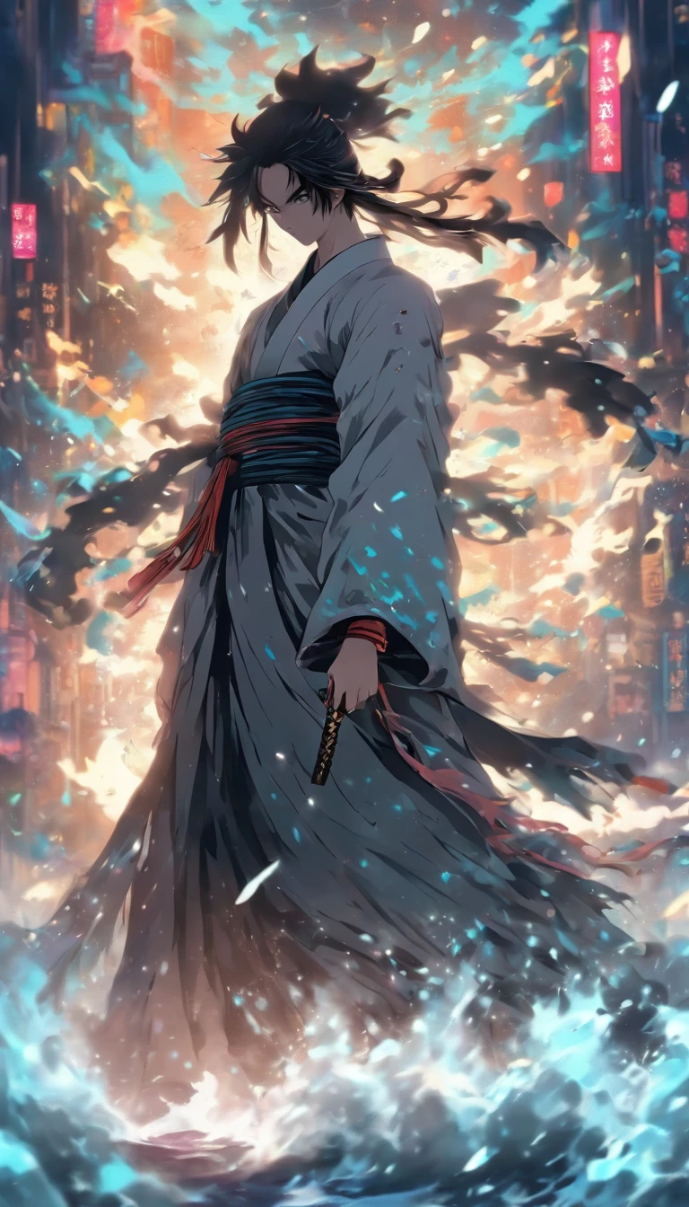 ((Masterpiece))，(Best quality))，Faraway view，There were twenty swords suspended in the air，Sword Rain，A young Taoist priest，Infinite Sword System，Glow effects，Hyper-realistic，Ultra photo realsisim，Chinese black and white ink style，Black and white，Decolorization，Smudge，ink，8K，super-fine，high qulity，OC renderer