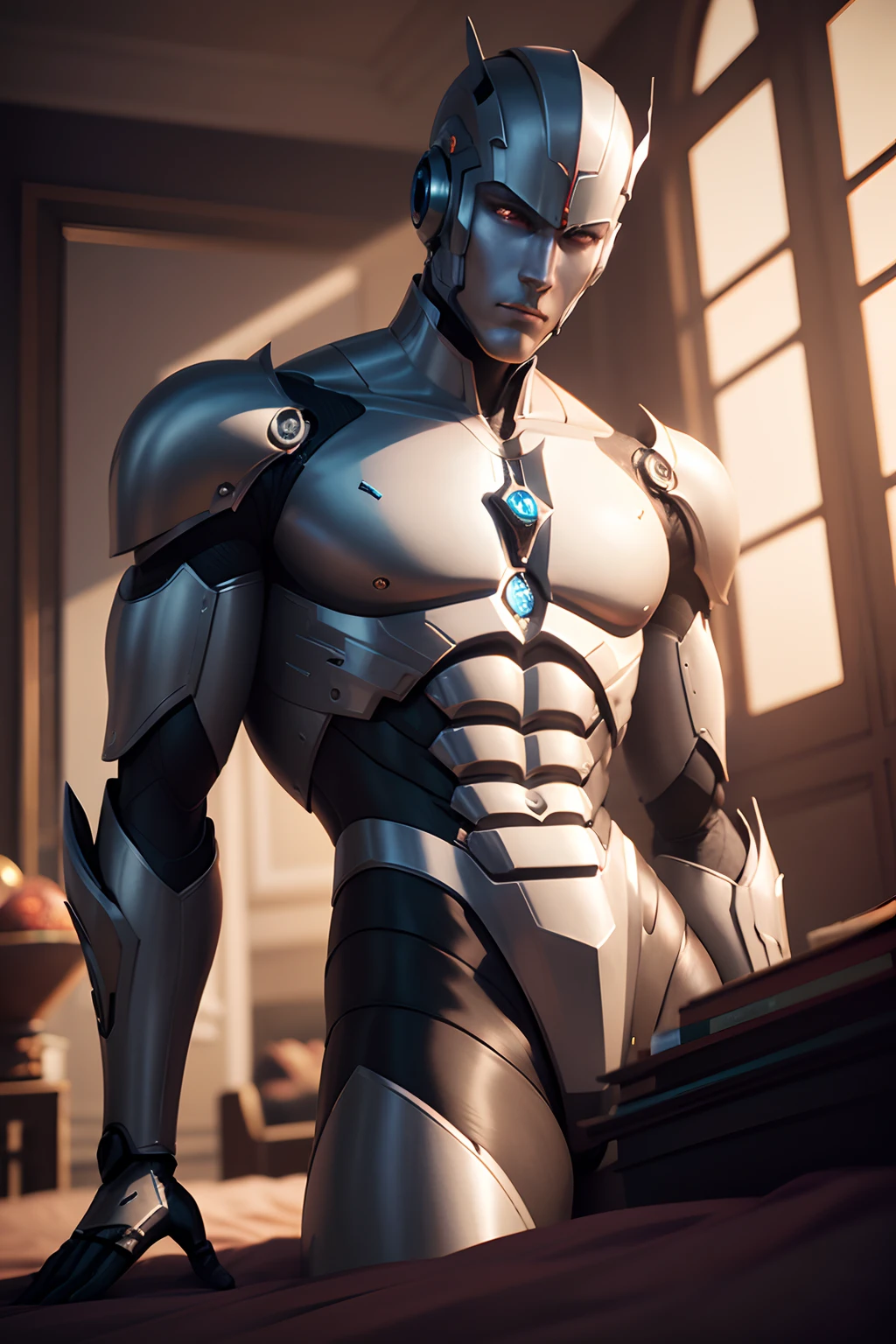 ((Best quality)), ((masterpiece)), (detailed:1.4), 3D, an image of a the most attractive masculine masculer male, huge crotch bulge, part machine part muscular body, HDR (High Dynamic Range),Ray Tracing,NVIDIA RTX,Super-Resolution,Unreal 5,Subsurface scattering,PBR Texturing,Post-processing,Anisotropic Filtering,Depth-of-field,Maximum clarity and sharpness,Multi-layered textures,Albedo and Specular maps,Surface shading,Accurate simulation of light-material interaction,Perfect proportions,Octane Render,Two-tone lighting,Wide aperture,Low ISO,White balance,Rule of thirds,8K RAW, crysisnanosuit, masculinity, masculine, muscular manly, body, visible muscular hairy body, chisled features, half man half machinery, walking on a spaceship, city,