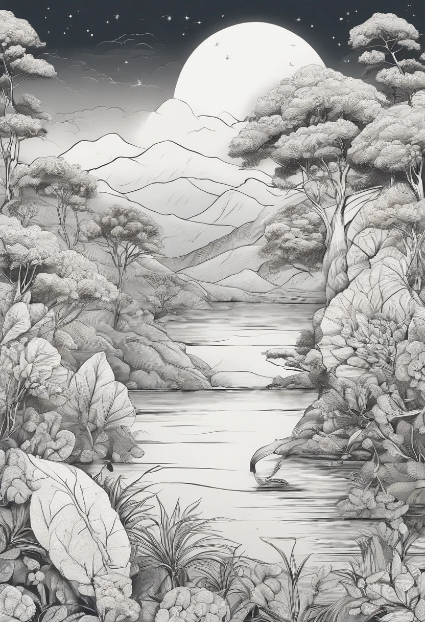 ginseng，Hand-drawn line drawings，Line drawing illustration，超高分辨率，8K