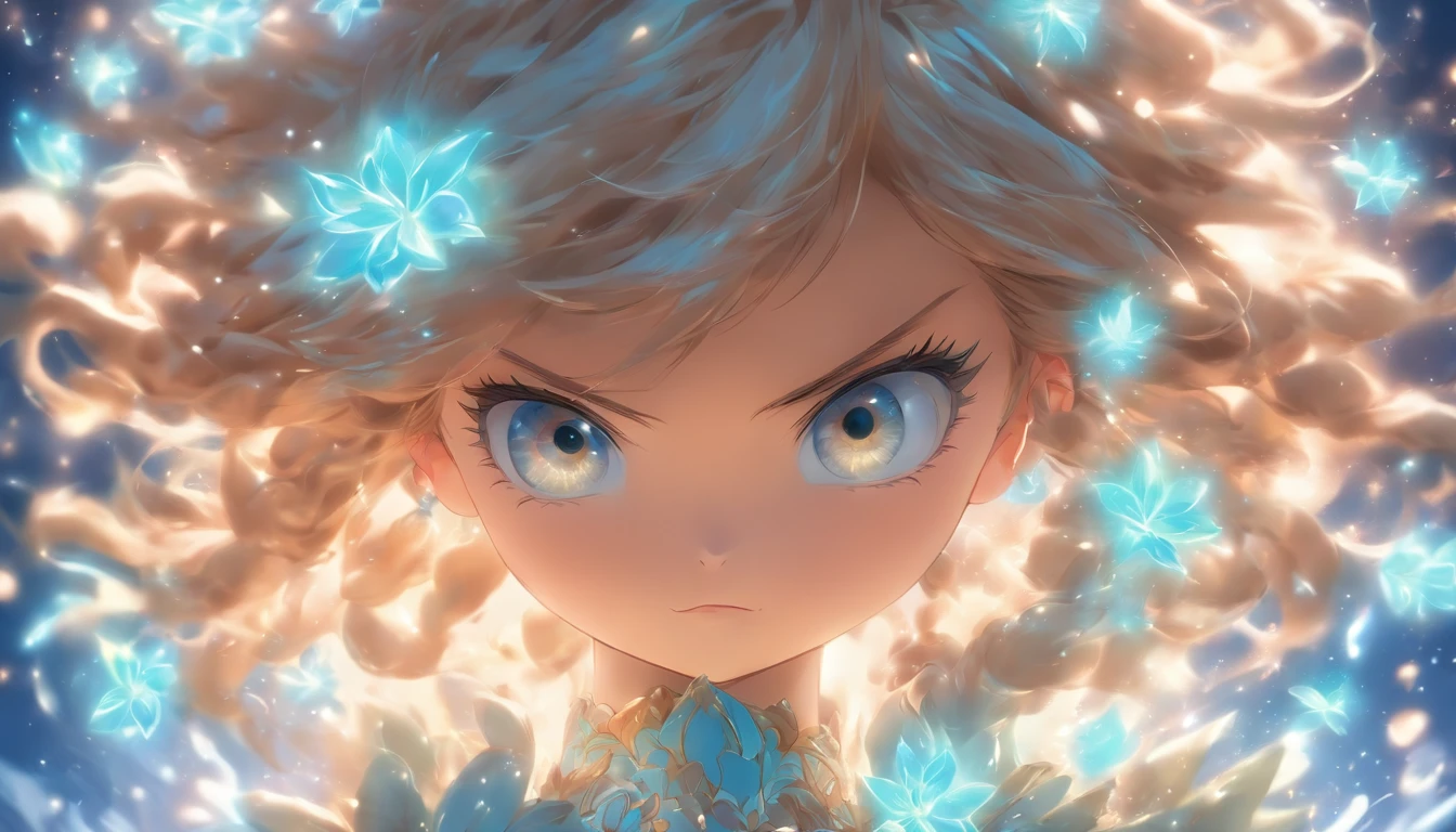charicature, animesque, Girly, Floral Wall Art, Light brown and light azul wind, hyper detail illustration, Siyaom, childrens book illustration, Realistic hyper detail, Calm symmetry, Aurora Punk