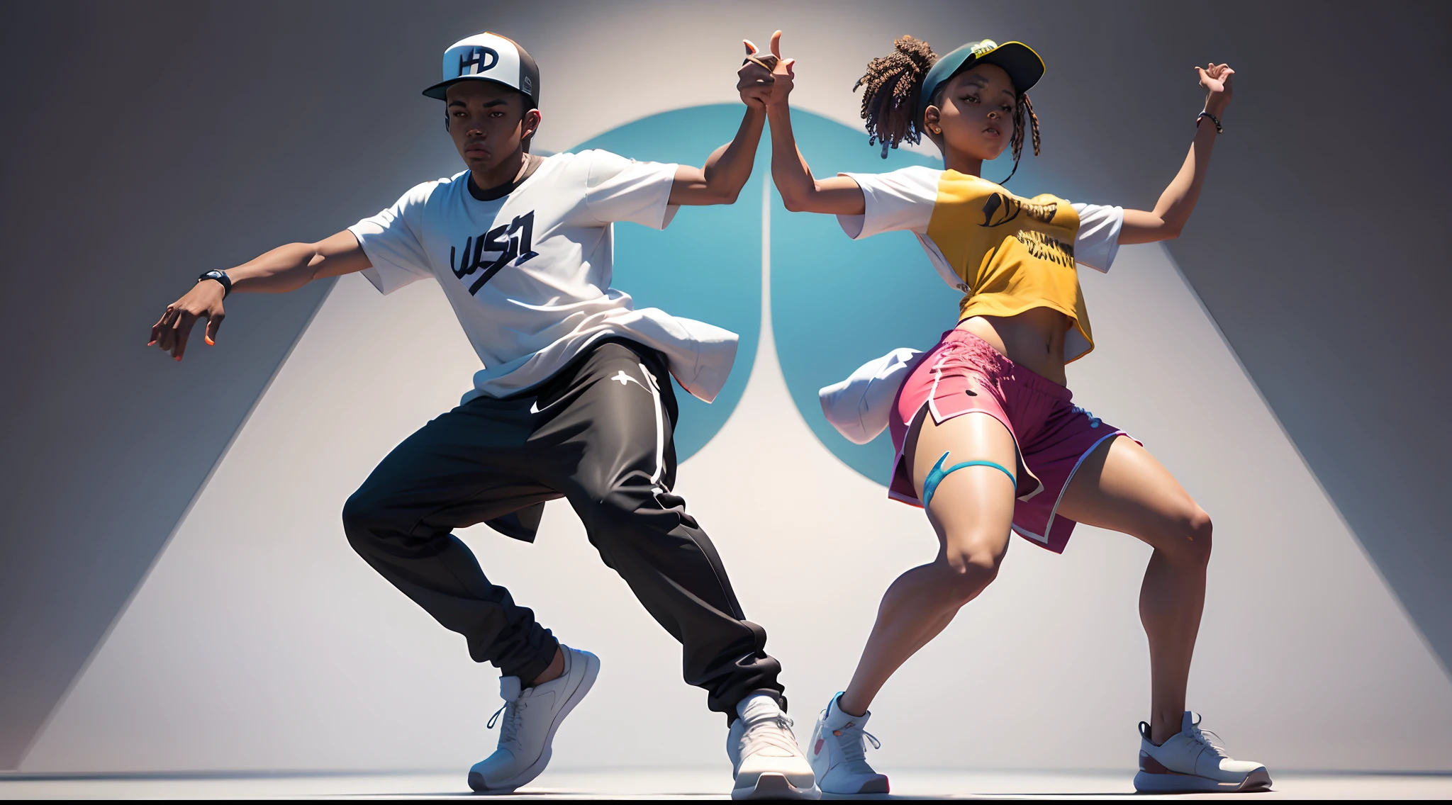 Full body dance illustration , usando uma roupa de hip hop com capuz, Minimalista, RTX, UHD, cell-shading, 32k, ray tracing, bem definido, comic, Pintura digital, Cartoon, fotorrealista, desenho, Motor irreal, octan render, Shaders, 4D