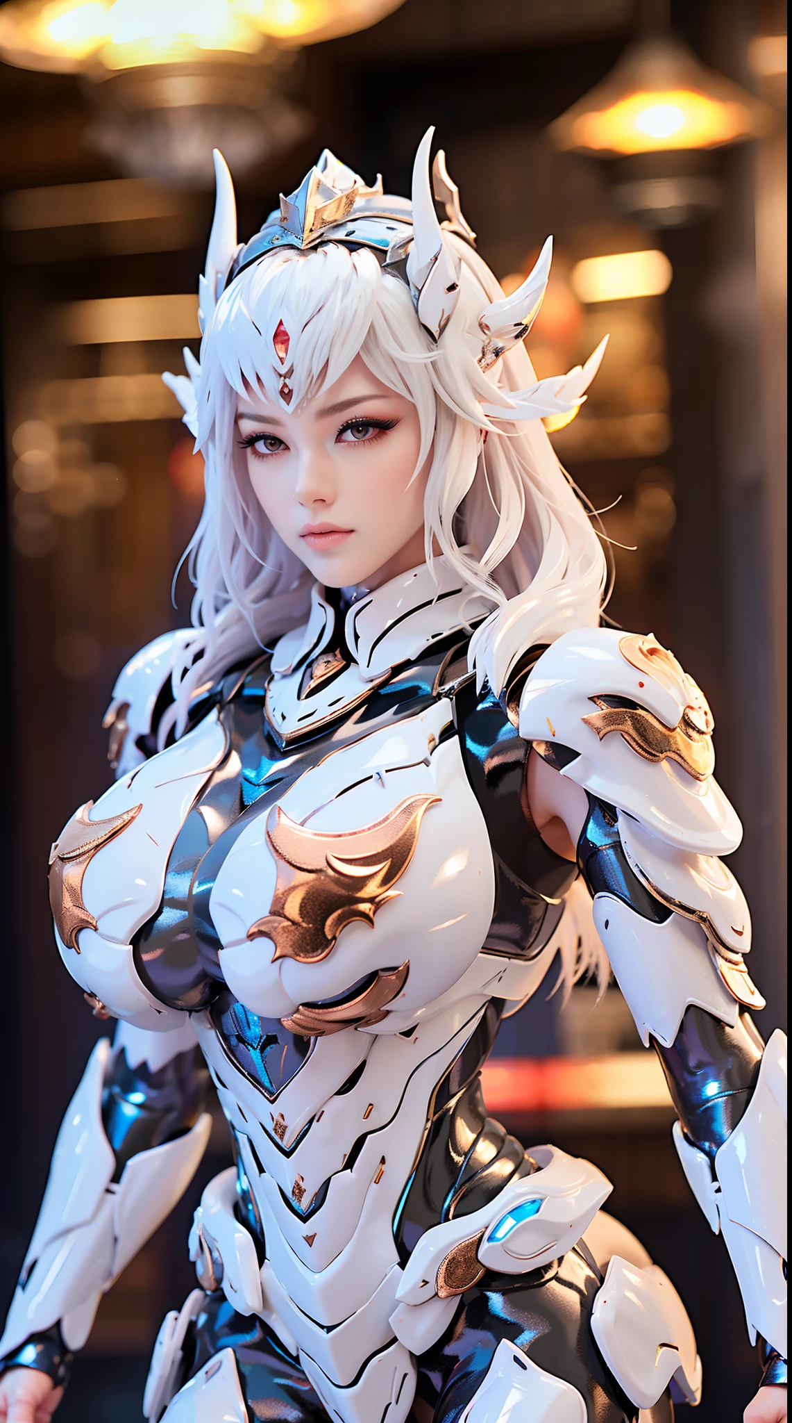 SILVER DRAGON QUEEN, HUGE BOOBS, MECHA HEAVY ARMOR, TRANSPARANT, THICK BODY, MUSCLE ABS.