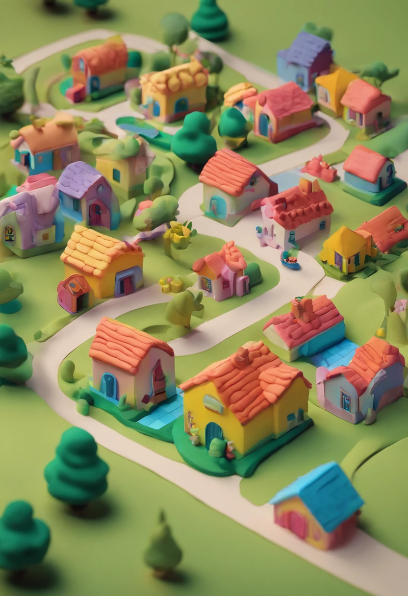 A small village in isometric view, arte conceitual, isometric visualization charts, miniatura,retro, plano,..3d, Habilidades massivas