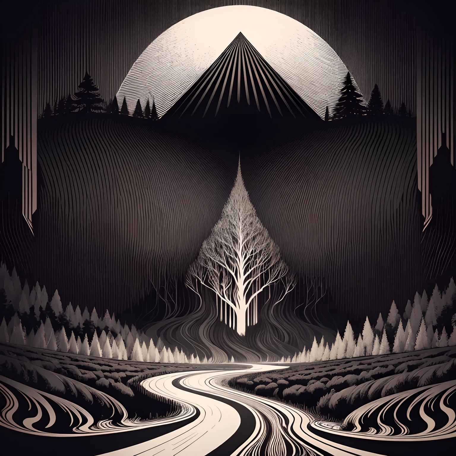 1️⃣ the cover for black box the forest 2, in the style of stanley donwood, monochromatic op art, [jim woodring, lyrical line-work, leiji matsumoto, spiritual landscape, ultrafine detail --ar 9:16 --s 50
2️⃣ taylor swift's 'the labyrinth' front cover by joe dimaggio, in the style of intricate psychedelic landscapes, monochrome painting, hand-drawn animation, emily carr, woodcut, mountainous vistas, coded patterns --ar 9:16 --s 50