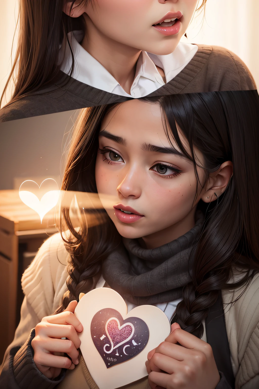 Magic of a person speaking words of love and hope, with a heart around her mouth. This represents the importance of using our language for good.