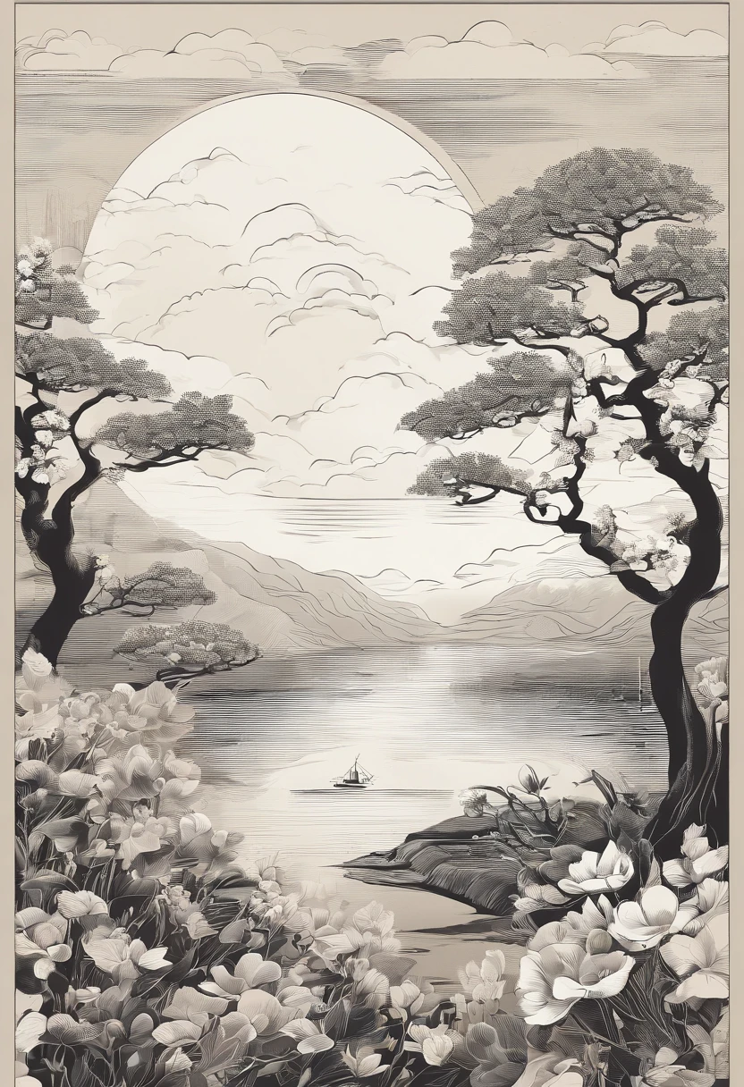 Equinox,Termos solares chineses tradicionais,(((Magnolienblüten))),Estilo nacional,Tintenwind,monochrome background,tem clivagem((Engole))Fly to the sky,Landschaftsansicht,Don't let yourself be characterized,Don't let yourself be characterized,Do not build
