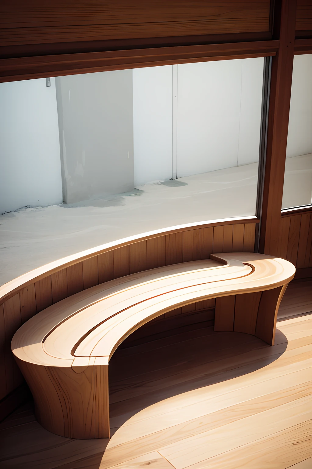 Made of wood,Curved curved benches