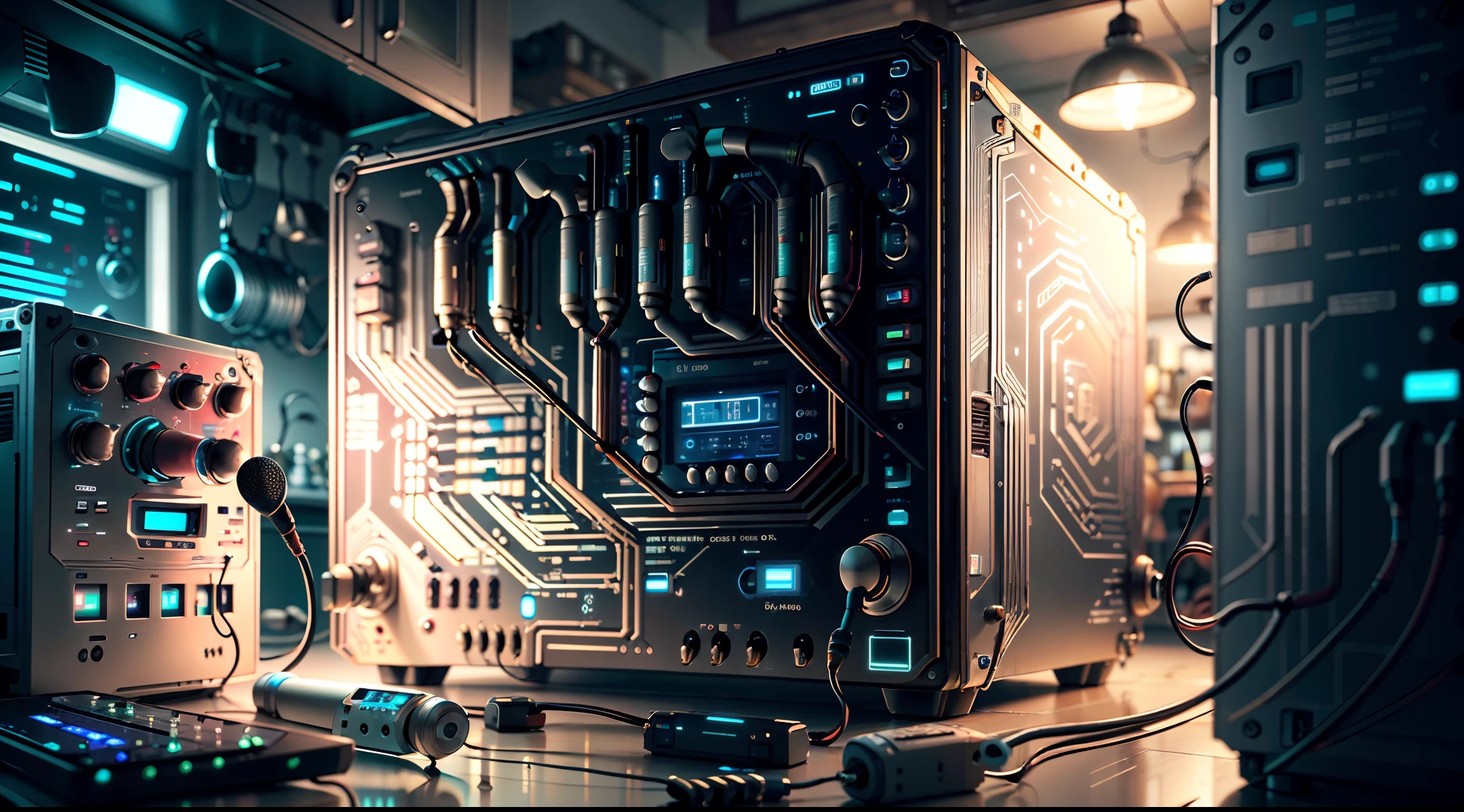 AI radio in circuit board kitchen