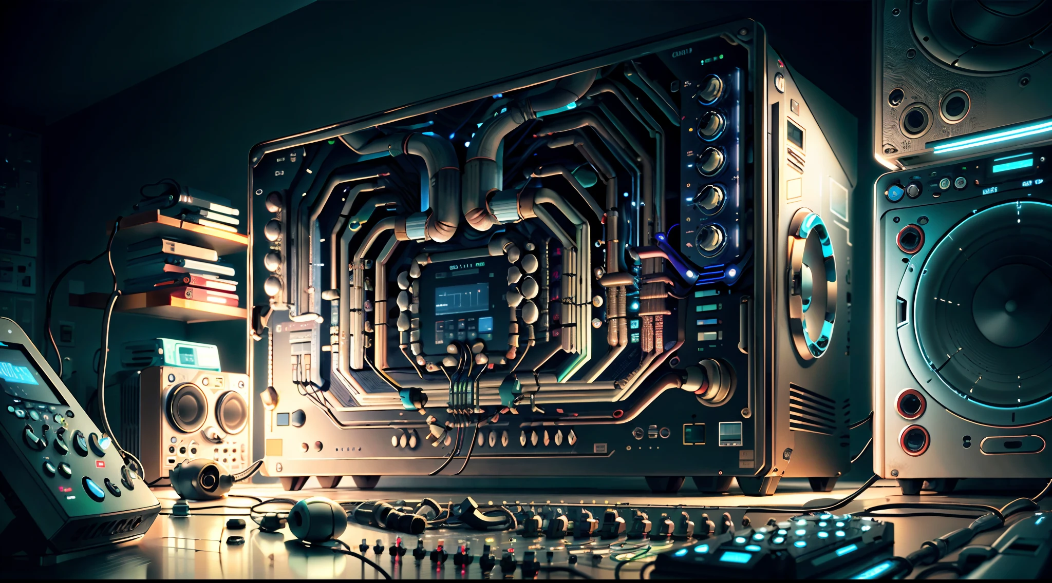 AI radio in circuit board kitchen
