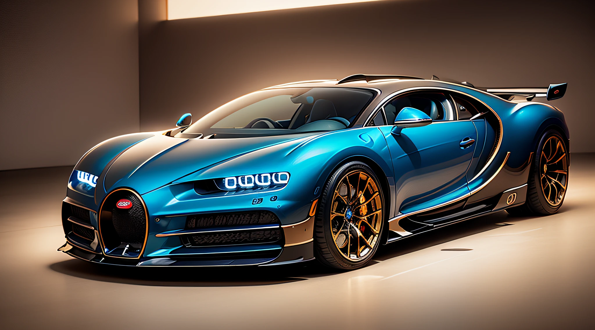 Bugatti Chiron Super Sport Golden era,close-up photo,Photography,clear facial features,Photorealistic,DSLR,full body,