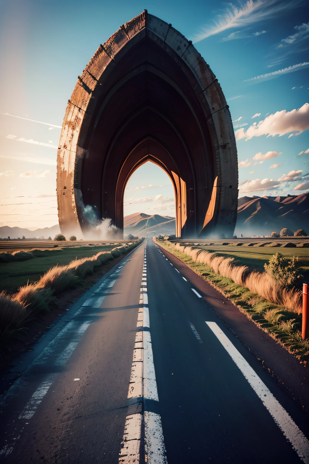 HORROR AISAGEM AND A ROAD HEADING TOWARDS A GIANT TONGUE