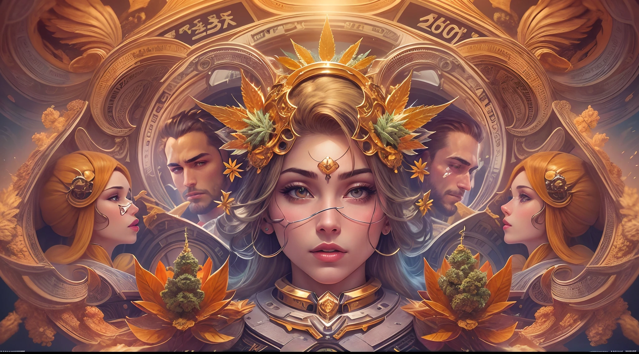 Creative and the greatest work of art of this century. Highest quality, masterpiece, super high resolution, collection of all kinds of information ((sex, cannabis, money, handsome men and women, business, AI, technology, philosophy))), ultra-realistic details)), 16K, complex latest equipment, handsome men , beautiful women, unparalleled information network,