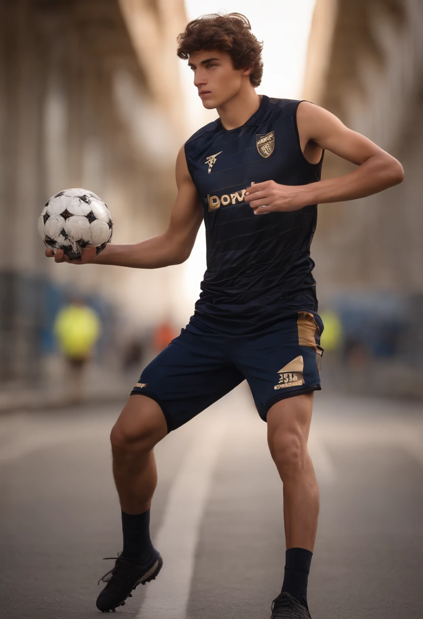 A young man of average height, with shaggy brown hair and eyes that shine with determination. He has an athletic build due to his talent in football and his work as a motoboy.