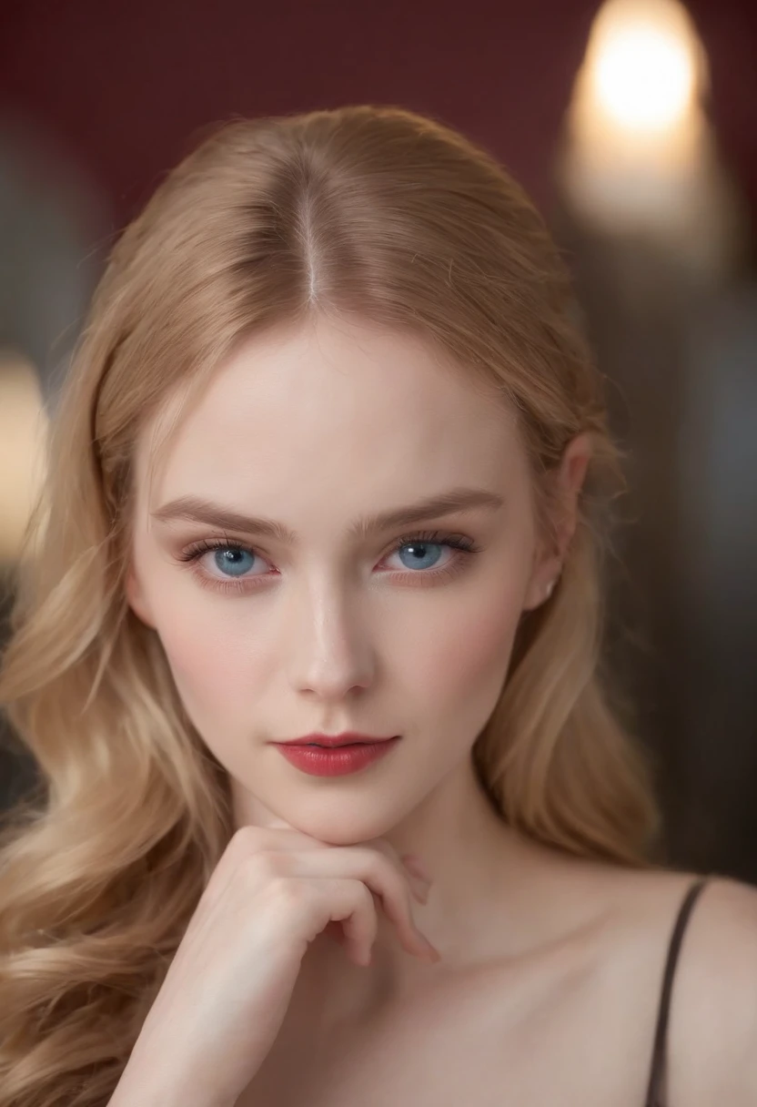 (((A deep reddish scar runs across her left cheek))) light complexion, Women around 19 years old, Natural blonde hair, characteristic blue eyes, Dressed in Cole, slender and graceful,, Beautiful, In a gym environment, Ultra Sharp Focus , realistic shot, Gothic women's clothing, Tetradic color (Scar:1.4)