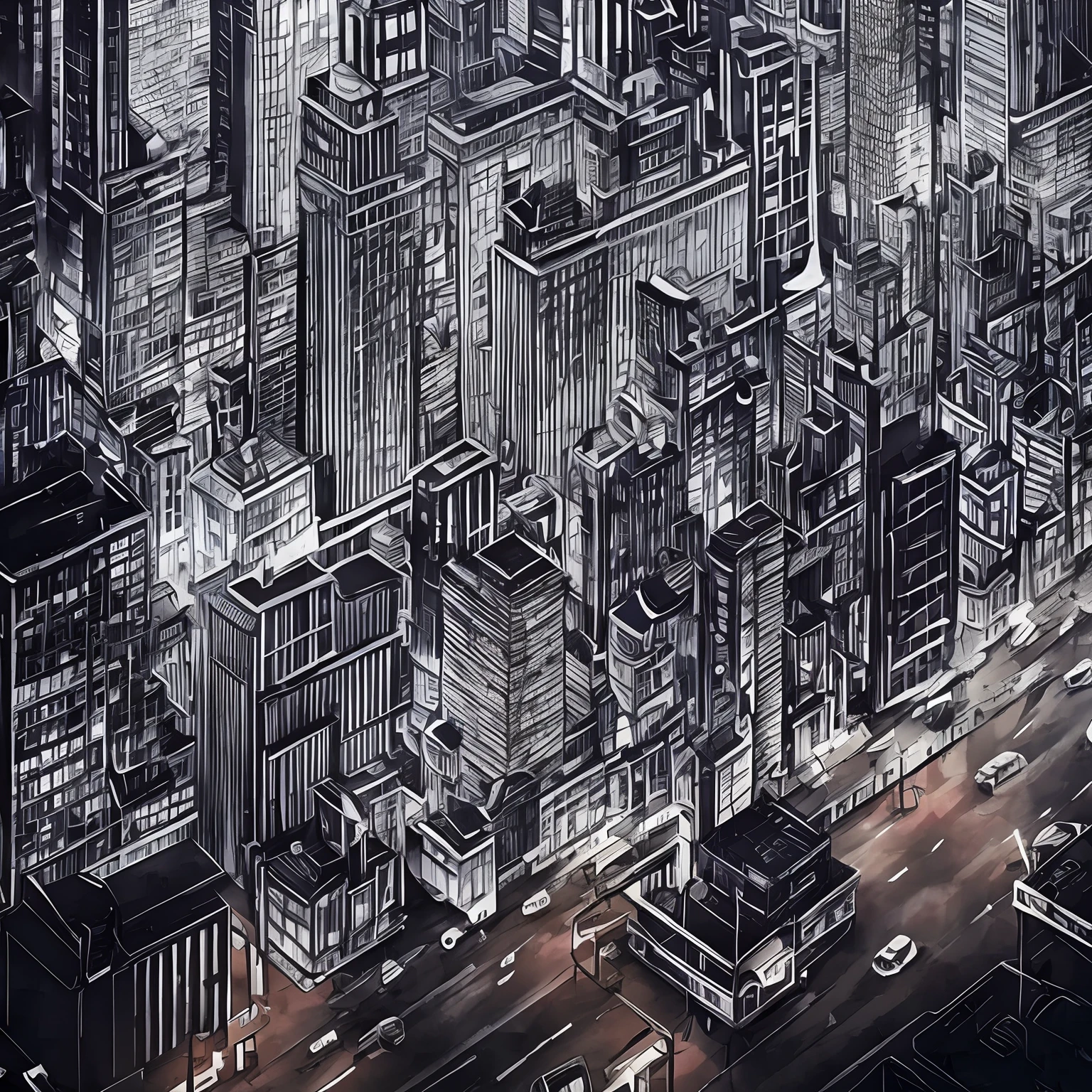 super high image, super detail, super high resolution, paper-cut art, cutouts, monochrome, intricate cityscapes, detailed and delicate, professional lighting