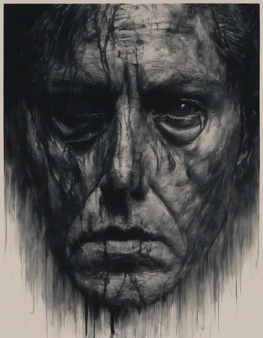 impactful paint of portrait of the Monster from Mary Shelley's Frankenstein. highly detailed, 8k, sharp, professional, clear, high contrast, high saturated, , vivid deep blacks, crystal clear