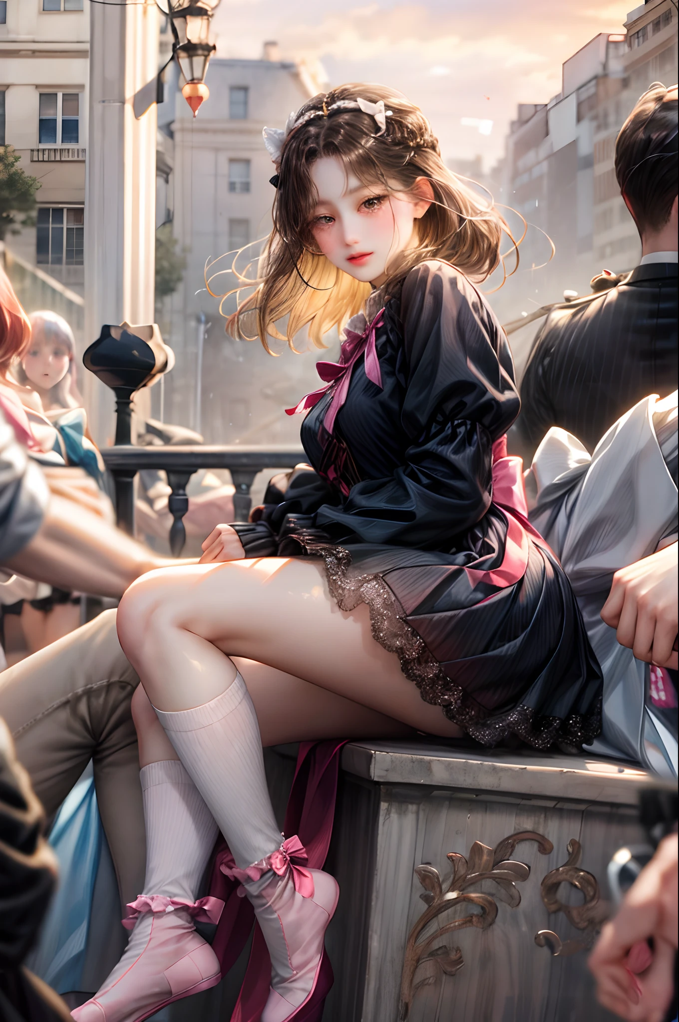 SFW, (Closeup from Crotch to Face) ExtremelyDetailed (SchoolGirl Lean against the Car) Spread Knees Up, perfect face, Brilliant(Tiny Crown), Detailed(Delicate Clothing textures) Sailor Uniform with Red Ribbon (((WhitePanties))), PerfectHand with Childish 4Fingers and one Thumb, Corrected Leg to Foot Line, ((Starry Colorful Lights at Dusk City)) Large Screens, ((Specular Reflection:1.32)Shiny Wet Road)Shiny Cars, ((Hidden Arm) Hidden Sole) Red[High-heels], TopQuality 8K Ultra-detailed masterpiece (ProfessionalPhoto:1.37)(Acutance:0.8)