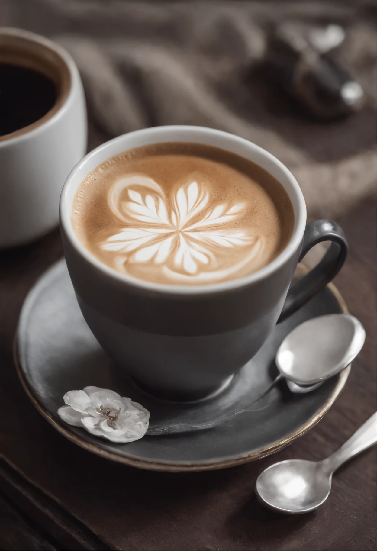 a coffee cup in a cafe, cinematic, professional photography, studio lighting, studio background, advertising photography, intricate details, hyper-detailed, ultra realistic, 8K UHD