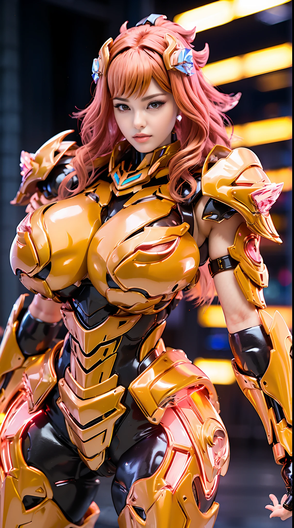 FIRE PHOENIX QUEEN, HUGE BOOBS, CRYSTAL HEAVY SUIT ARMOR, TRANSPARANT, THICK BODY, MUSCLE ABS, SEXY.