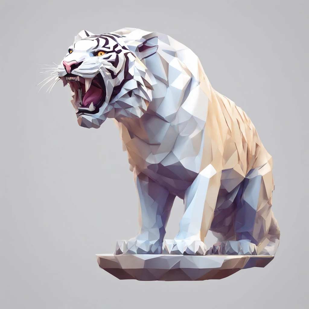 Perfect alignment,White tiger creatures、Crystal style, 发光, Standing position, Abstract beauty, Centered, Looking at the camera, Facing the camera, flawless、Dynamic、 Highly detailed, sleeoing, 8K High Resolution, Illustration,, White background、Geometric art、Tints like stained glass、Colorful ores and crystals like spines grow from the back、Lineart-ish