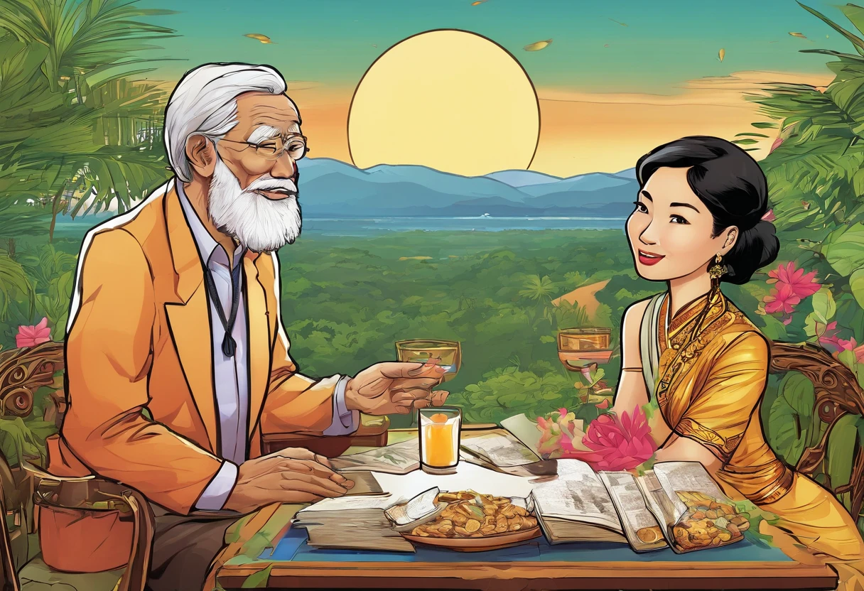 Millionaire old man and Thai wife