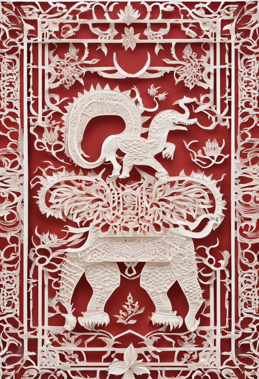 ((elephant)) , ((dragon)) , fighting , colorful