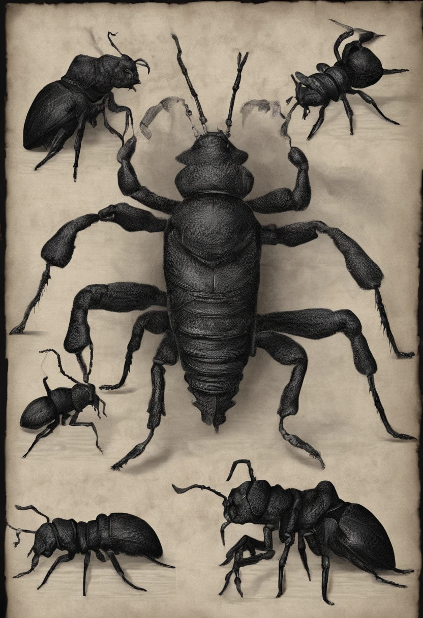 Ants carrying snail shells,With human hands,The screen layout is proportionally reasonable,Be imaginative,Handsome and high-class style