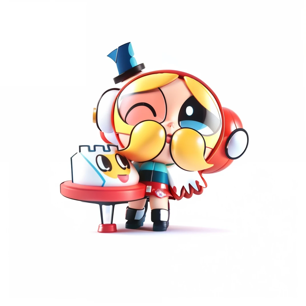 Close-up of red-headed cartoon characters, powerpuff girls style, Cartoon Cute, tchibi, inspired by Puru, offcial art, Super, Buble, Popmart style, Masterpiece, best qualtiy, 3D model, Realistic, rich details​, HD render mixer, claymaterial, Flight suit, Big watery eyes, White background