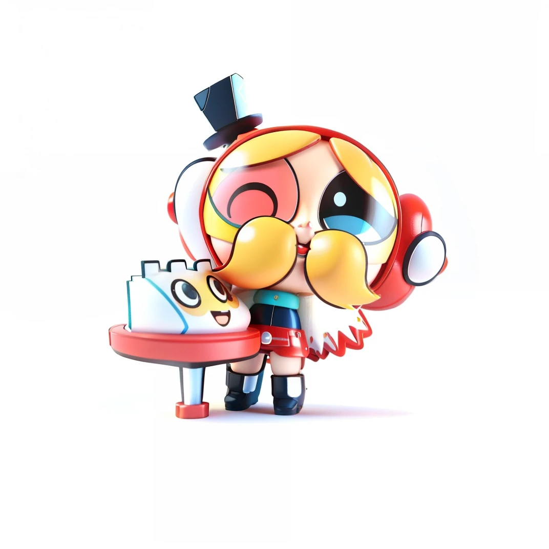 Close-up of red-headed cartoon characters, powerpuff girls style, Cartoon Cute, tchibi, inspired by Puru, offcial art, Super, Buble, Popmart style, Masterpiece, best qualtiy, 3D model, Realistic, rich details, HD render mixer, claymaterial, Flight suit, Big watery eyes, White background