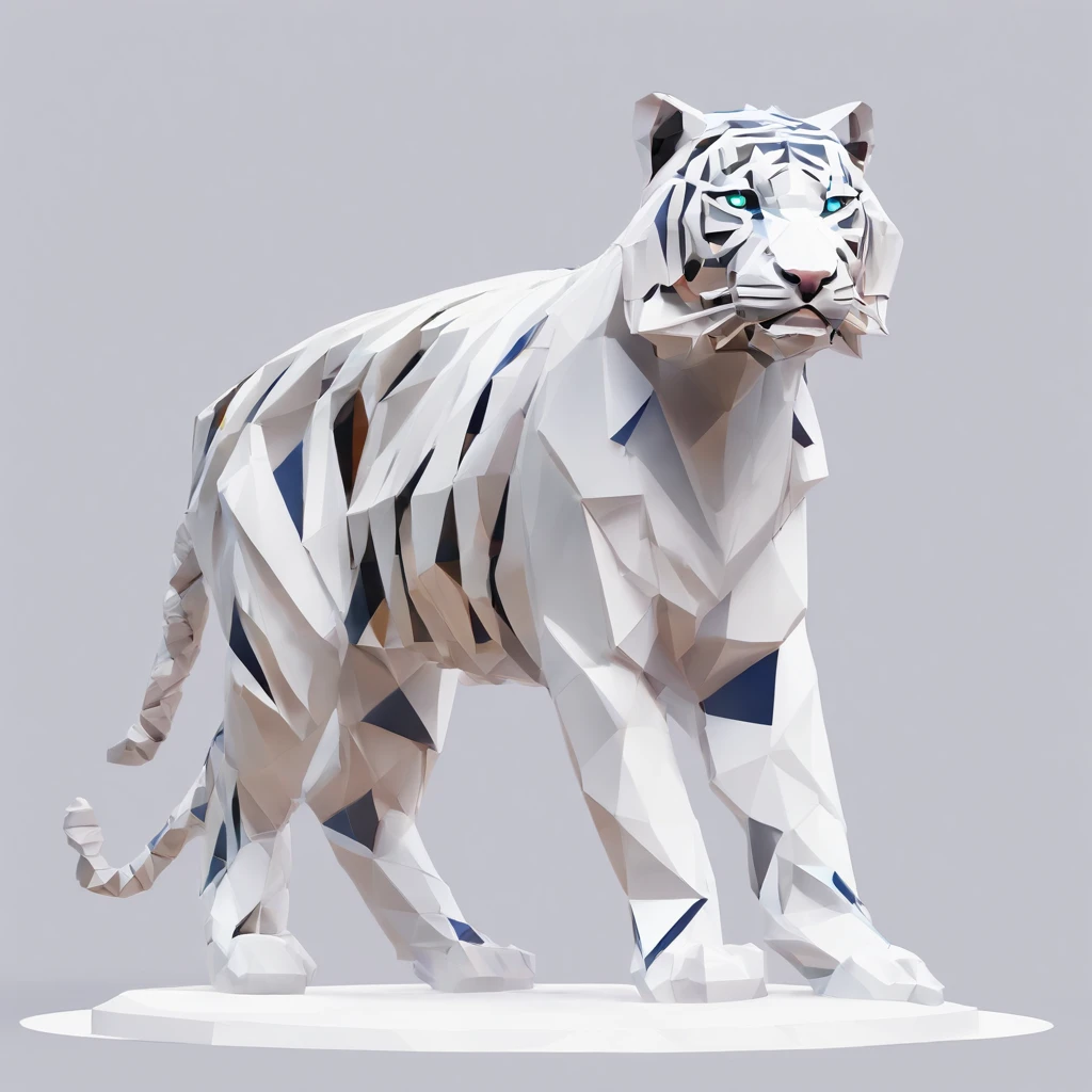 Perfect alignment,'s white tiger、creatures、Crystal style, 发光, Standing position, Abstract beauty, Centered, Looking at the camera, Facing the camera, flawless、Dynamic、 Highly detailed, sleeoing, 8K High Resolution, Illustration,, White background、Geometric art、Tints like stained glass、Colorful ores and spine-like crystals grow from behind、ren、