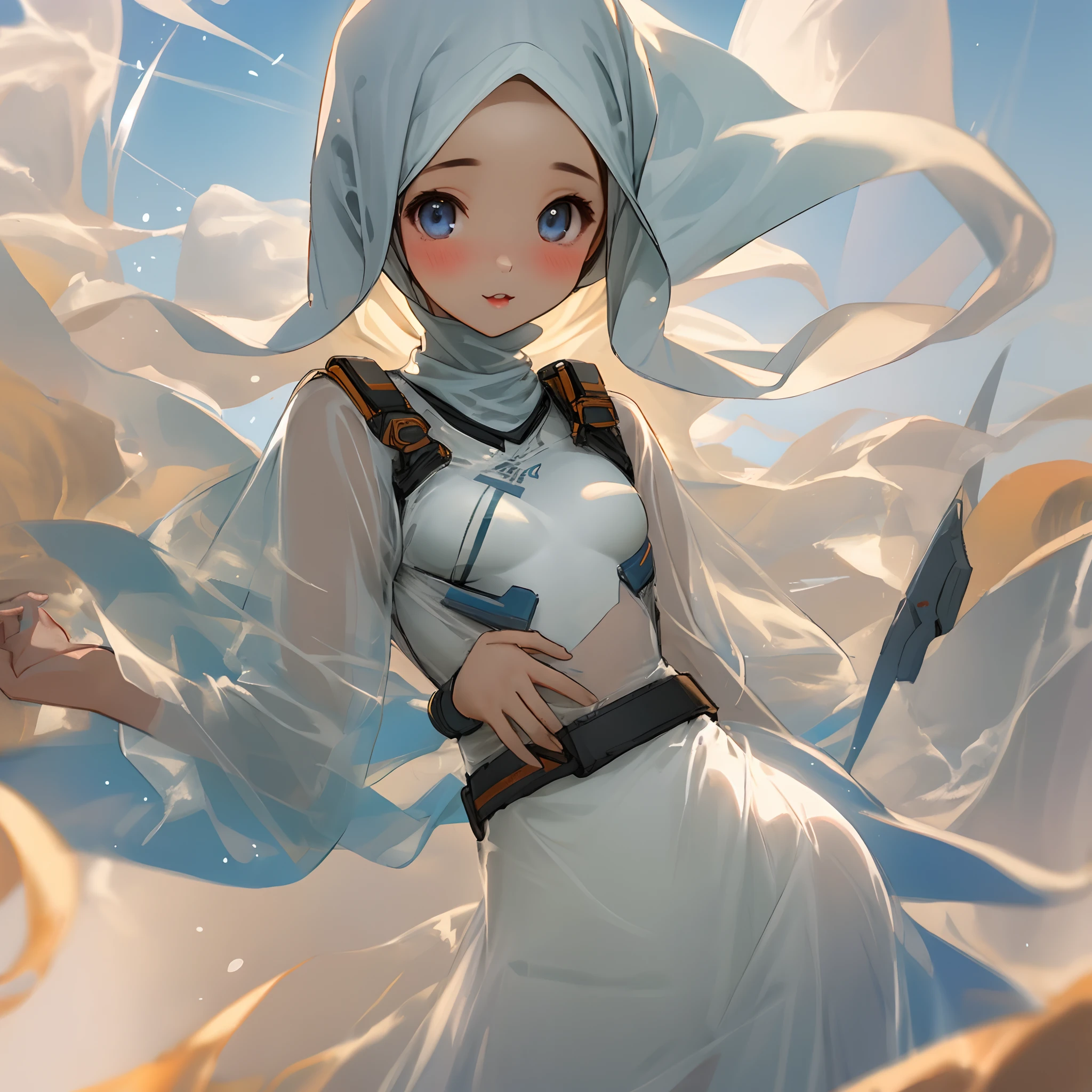 Malaysia girl, white hijab, see through clothes, short girl, small breast, cute girl,