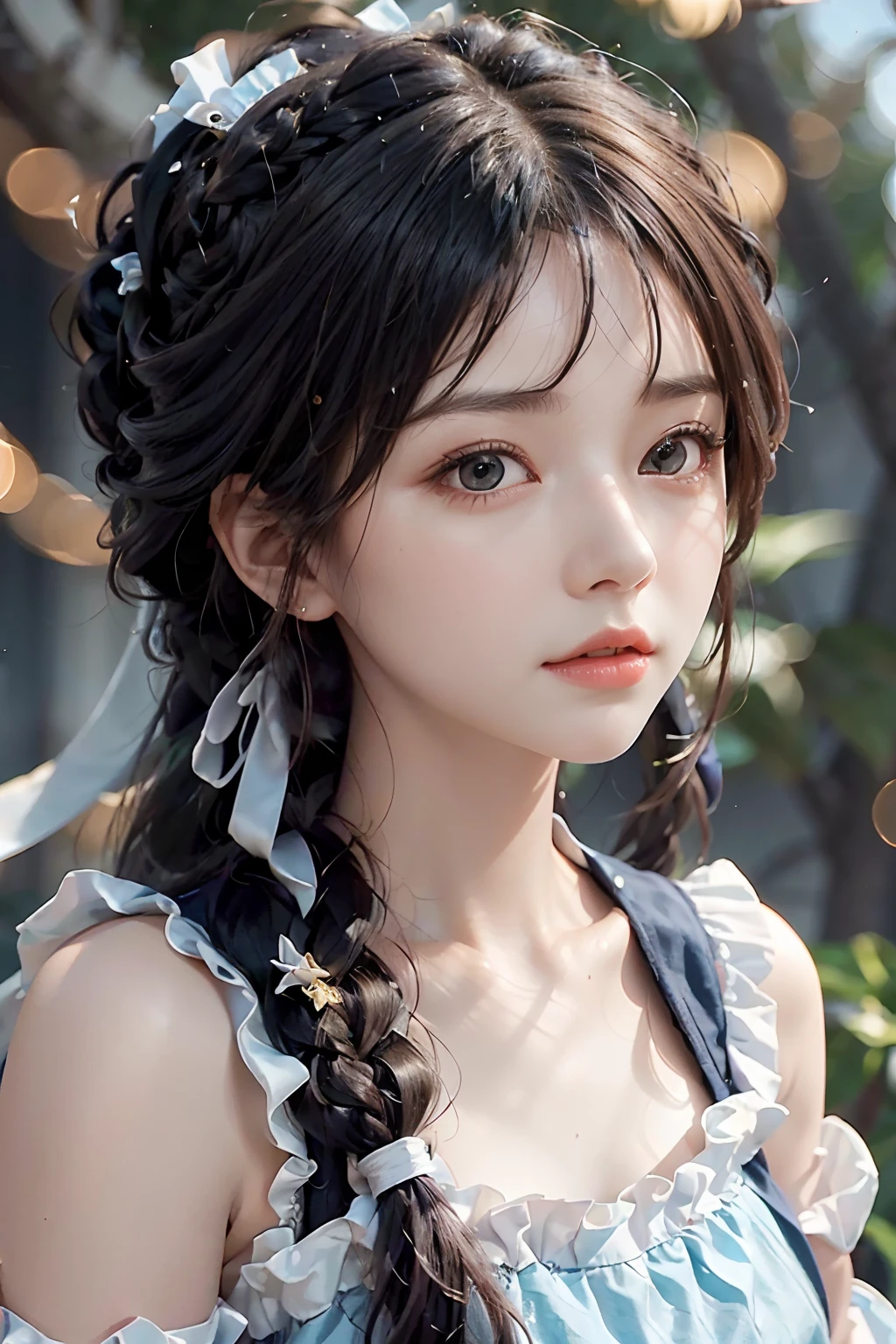 A close up of a young girl with a braid in her hair - SeaArt AI