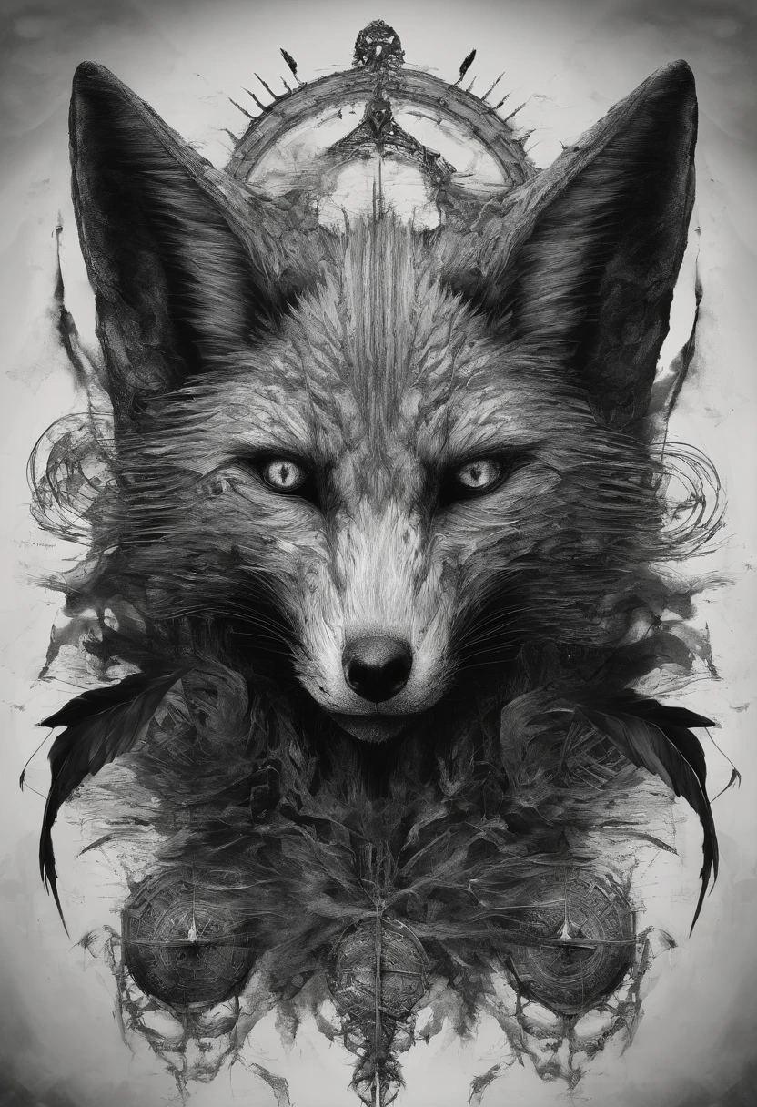 The head of the fox，The body and wings of the bird，Human hands，are combined，detail-rich，High-quality ultra-detailed graphics，in a panoramic view，Full body like