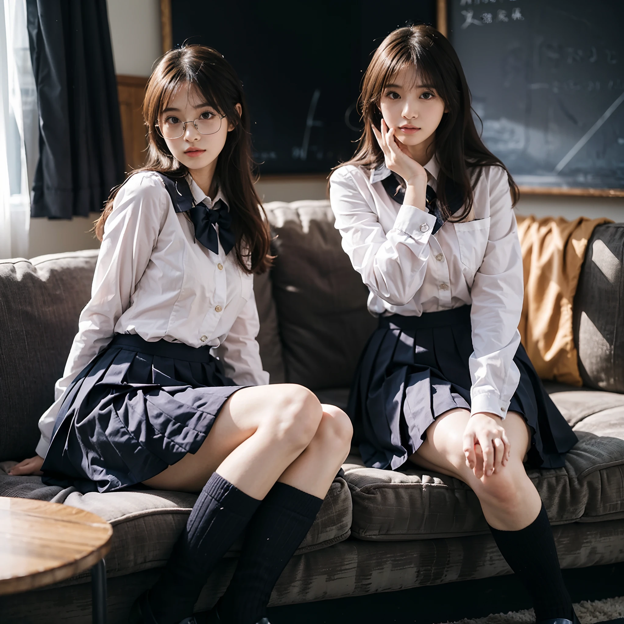 masutepiece, Best quality, japanaese girl, 8K picture quality, Very realistic picture,RAW photo, top notch quality, masutepiece, NFFSW:1.2, Particularly detailed RAW color photos, Professional-grade photos, (Realistic, Photorealistic:1.37), (highly detailedskin:1.2), Ultra-high resolution, (Lenze 50 mm), (masutepiece, top-quality:1.3), (Ultra-detailed 8k CG:1.2), (hyper realisitc:1.35), (Photorealistic:1.45), (Realistic:1.4), Cowboy shot,
((In a dimly lit bedroom)),(1 Beautiful Japanese girl), age 22, super model, Japanese idol, __expression__, The girl looks steady and optimistic(Medium-sized round breasts), (Sit on the sofa or bed1:1), (school uniform:1.4), The girl looks shy and shy,(Only the knee-up screen is displayed),((Contour glasses))
Korean Idol、乃木坂アイドル、hposing Gravure Idol、Adults、女優()