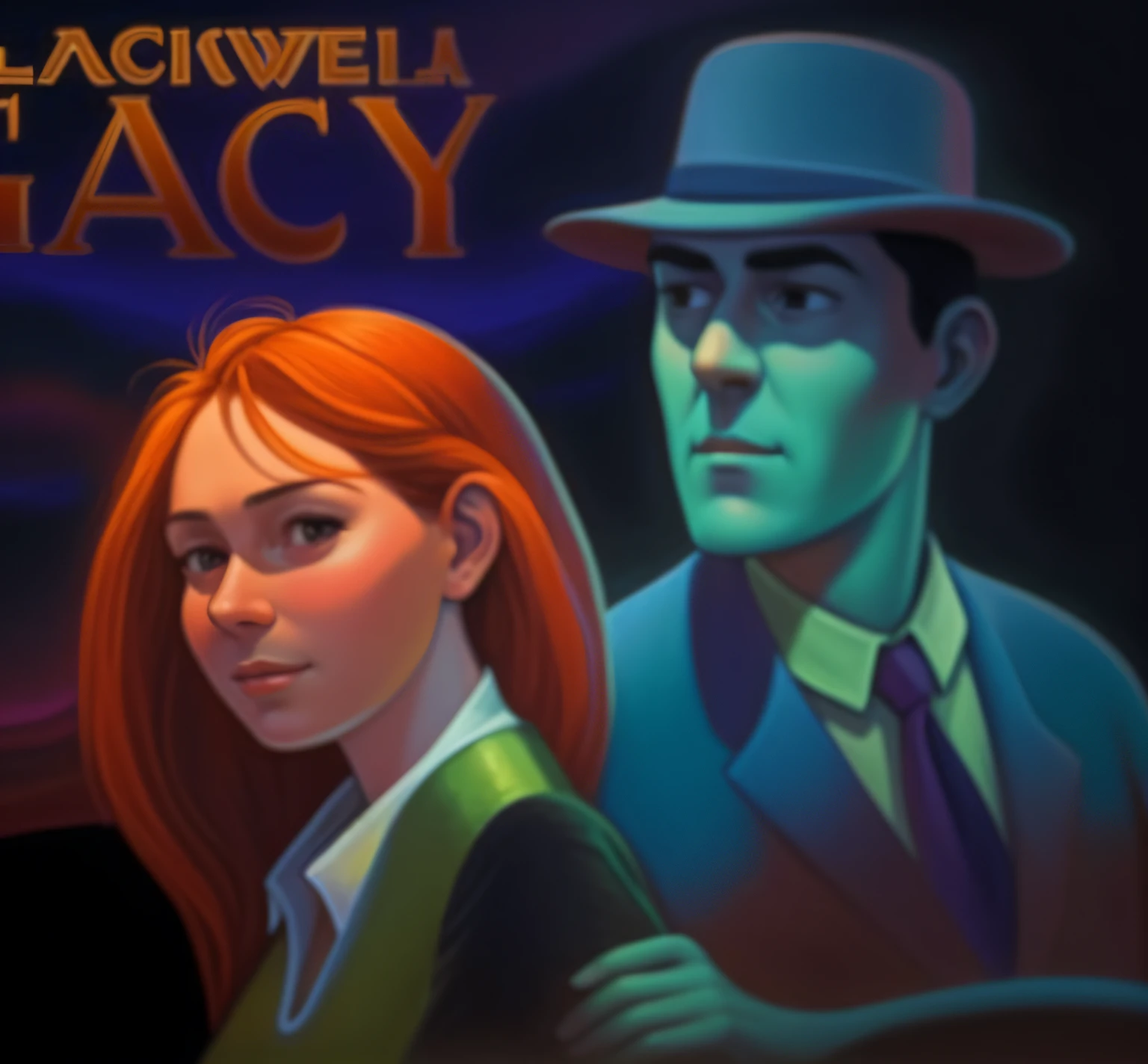 a close up of a cartoon of a man and a woman, inspired by Barclay Shaw, ( ( barclay shaw ) ), barclay shaw 8 k photorealistic, inspired by Jacek Malczewski, racy, point-and-click adventure game, legacy, by Barclay Shaw, inspired by Malczewski, inspired by Jack Gaughan, ray trace, jack, rockwell