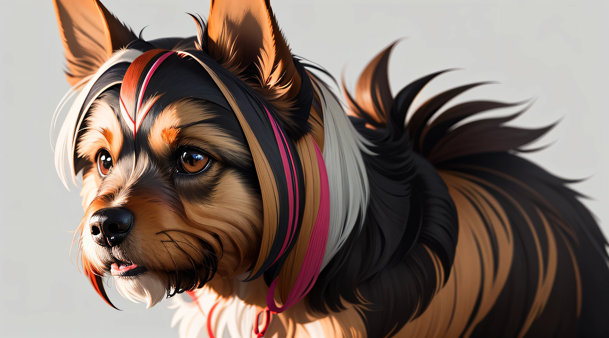 creates a very realistic multicolor vector image of the face of a yorkshire terrier dog