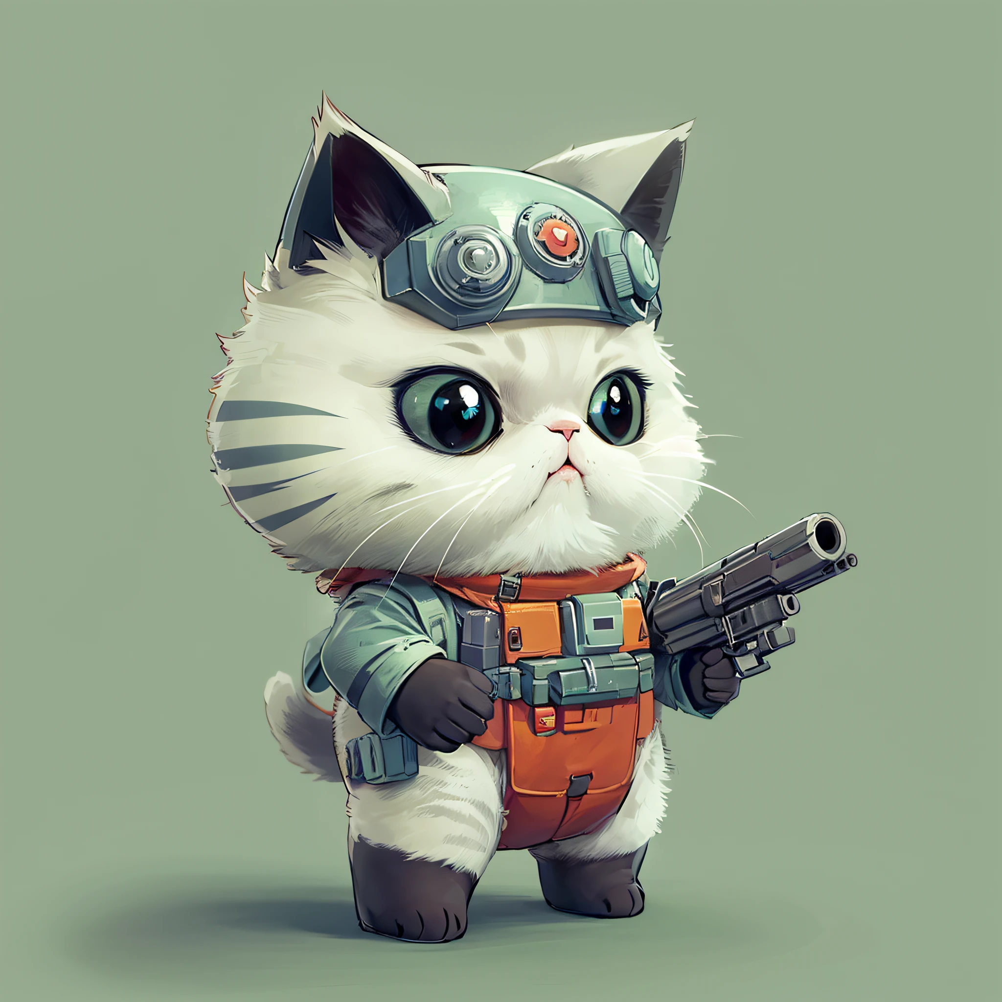 Cute cat, standing, cute, Wearing a guncannon costume,