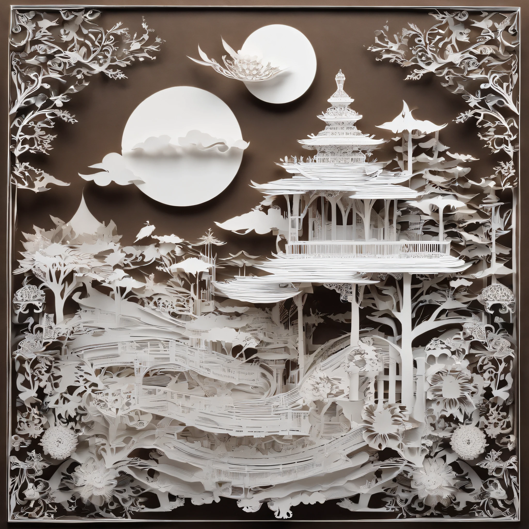 Masterpiece、(Mandelbrot Shapes);1.9、(Three-dimensional paper cutting art、colourfull):1.9