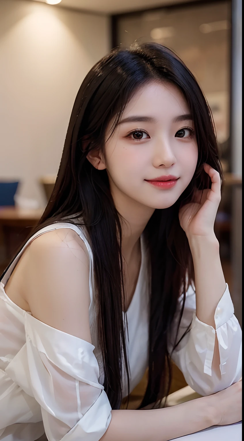 (yinchuan:1.5), close-up, masterpiece, best quality, raw photo, photorealistic, g-cup big, beautiful face, soft smiling girl, cute, white t-shirt, super mini skirt, beautiful long legs, middle hair depth of field, high resolution, ultra detail, fine detail, very detailed, highly detailed eyes and face, sharp pupils, realistic pupils,