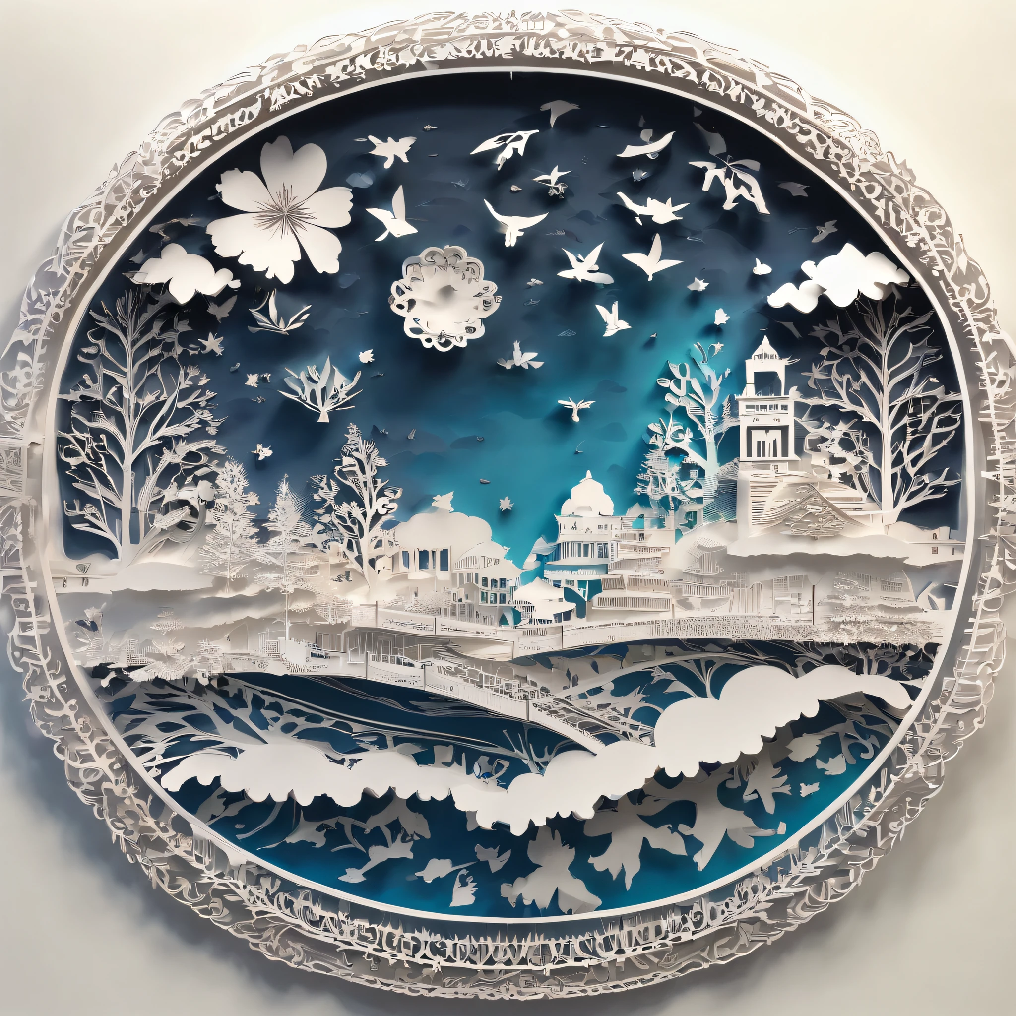 Masterpiece、(Mandelbrot Shapes);1.9、(Three-dimensional paper cutting art、colourfull):1.9