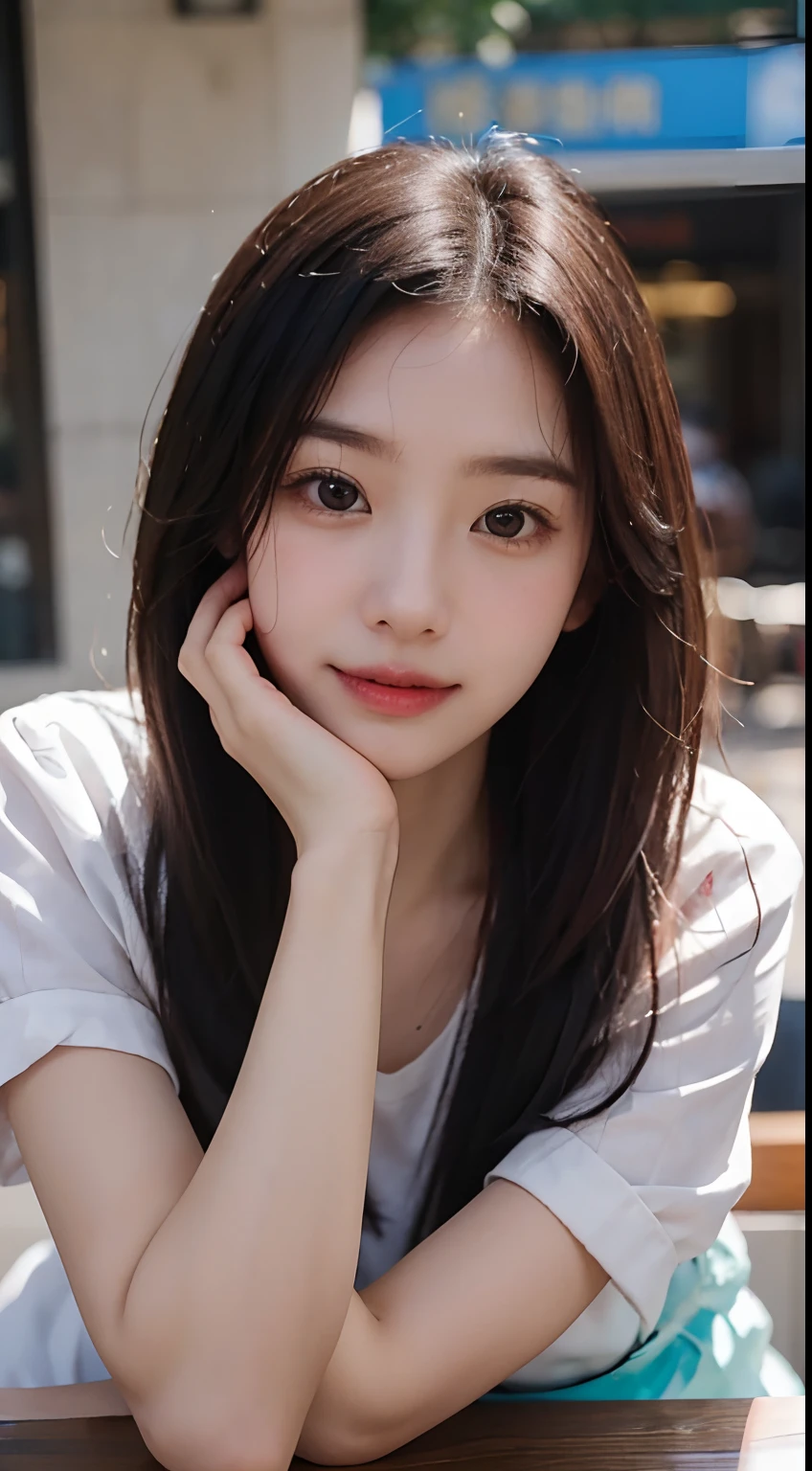 masterpiece、top-quality)、1 beutiful girl、in the villa , ((Wearing black sunglasses )), (Detailed beautiful eyes), ((Detailed skin)) , ((Detailed medium hair)), Walk around the store、((Boyish Brown Medium Hair))、((Smaller face))、((Neutral face))、((Light brown eyes))、((Korean Girl))、((18year old))、((cool lady))、((A shy smile on his face))、((Korean Makeup))、((elongated and sharp eyes))、((Happy dating))、((boyish))、on the wvilla), ((CG rendering)), ((Blurred background)), ((16K)), ((Very detailed)), ((wallpaper)), ((depth of field)), ((movie light)), (( Ray tracing)).