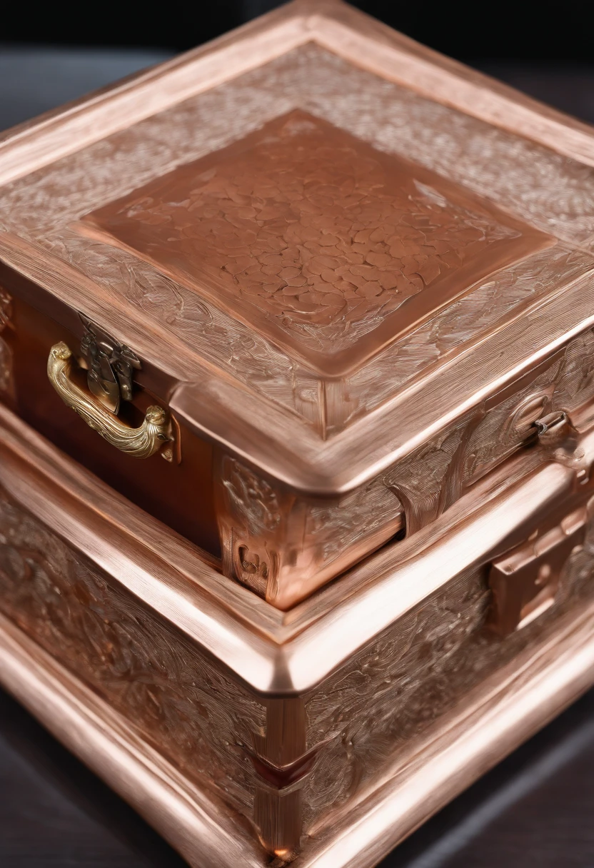 A treasure chest,Ancient Chinese style,Copper wire,High-quality wood,There was 1 bottle of wine inside,