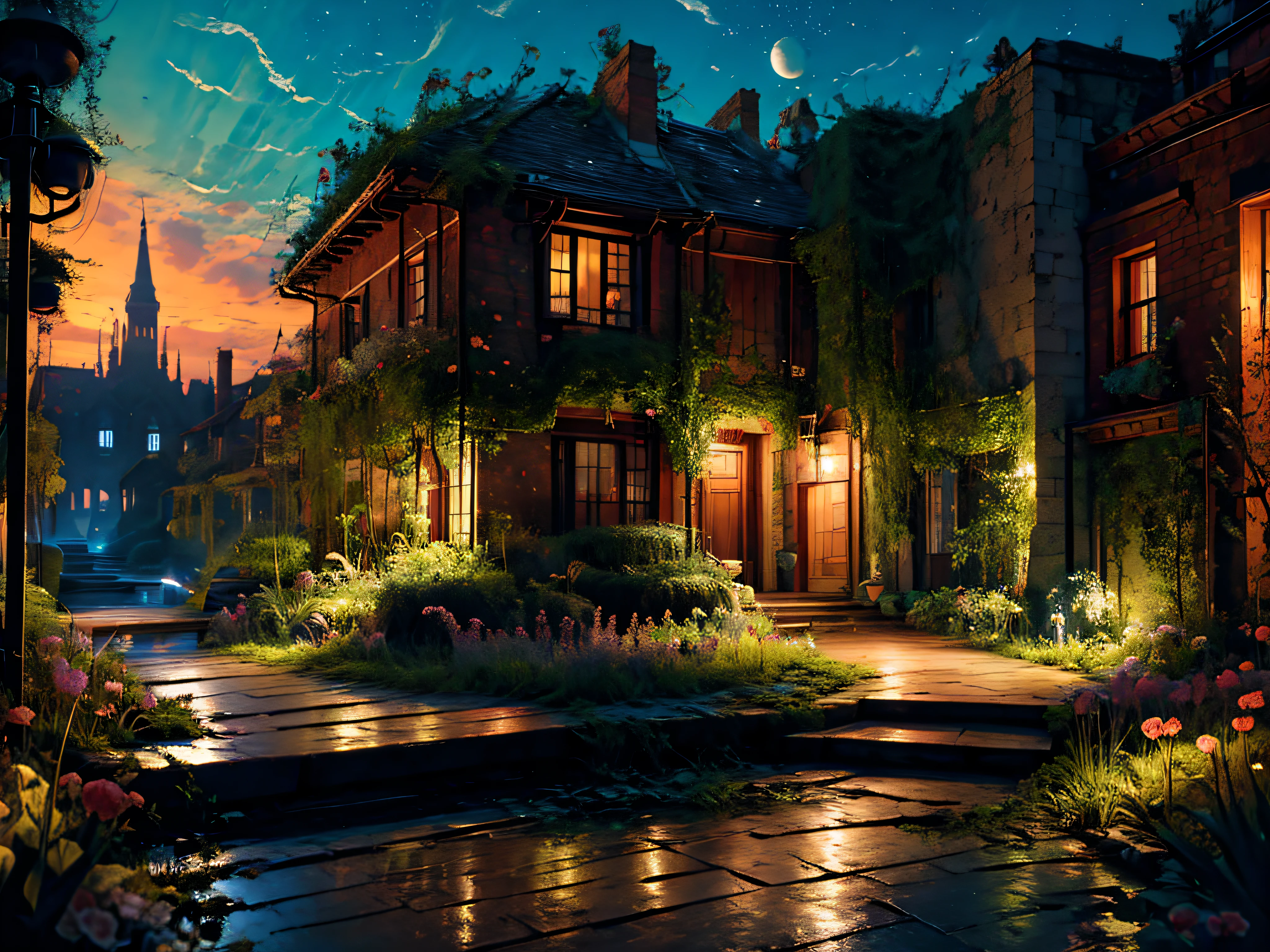 masterpiece,(best quality:1.3),
fantasy_world,Garden,Running water,