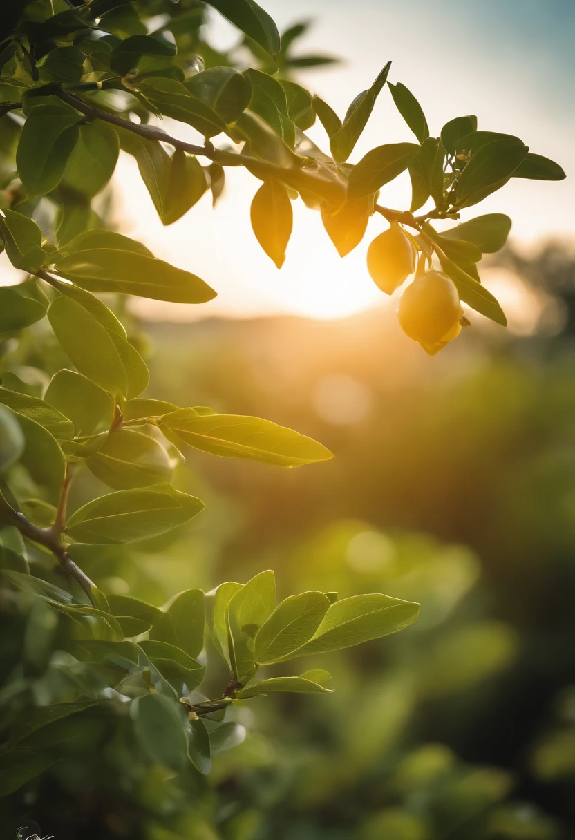 Beautiful sun,an osmanthus tree,sweet osmanthus,Blue sky,Green leaves,Faraway view,In ordinary times