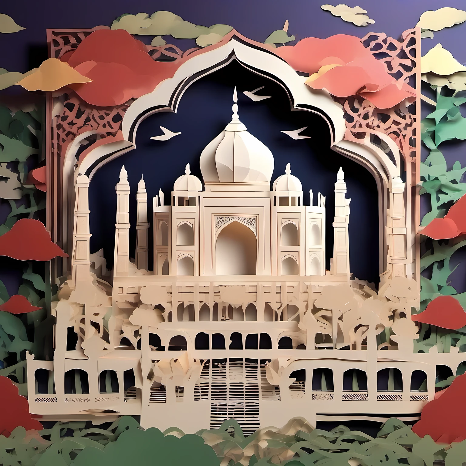 Paper Cut Art、Recreating the cityscape of India、Taj mahal、