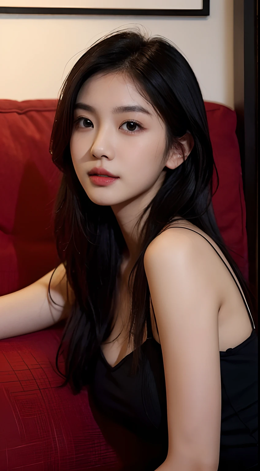 arafed woman with long black hair sitting on a couch, young cute wan asian face, headshot profile picture, gemma chen, a young asian woman, cindy avelino, yun ling, ruan jia beautiful!, girl cute-fine-face, 18 years old, sha xi, 2 2 years old, an asian woman, asian female