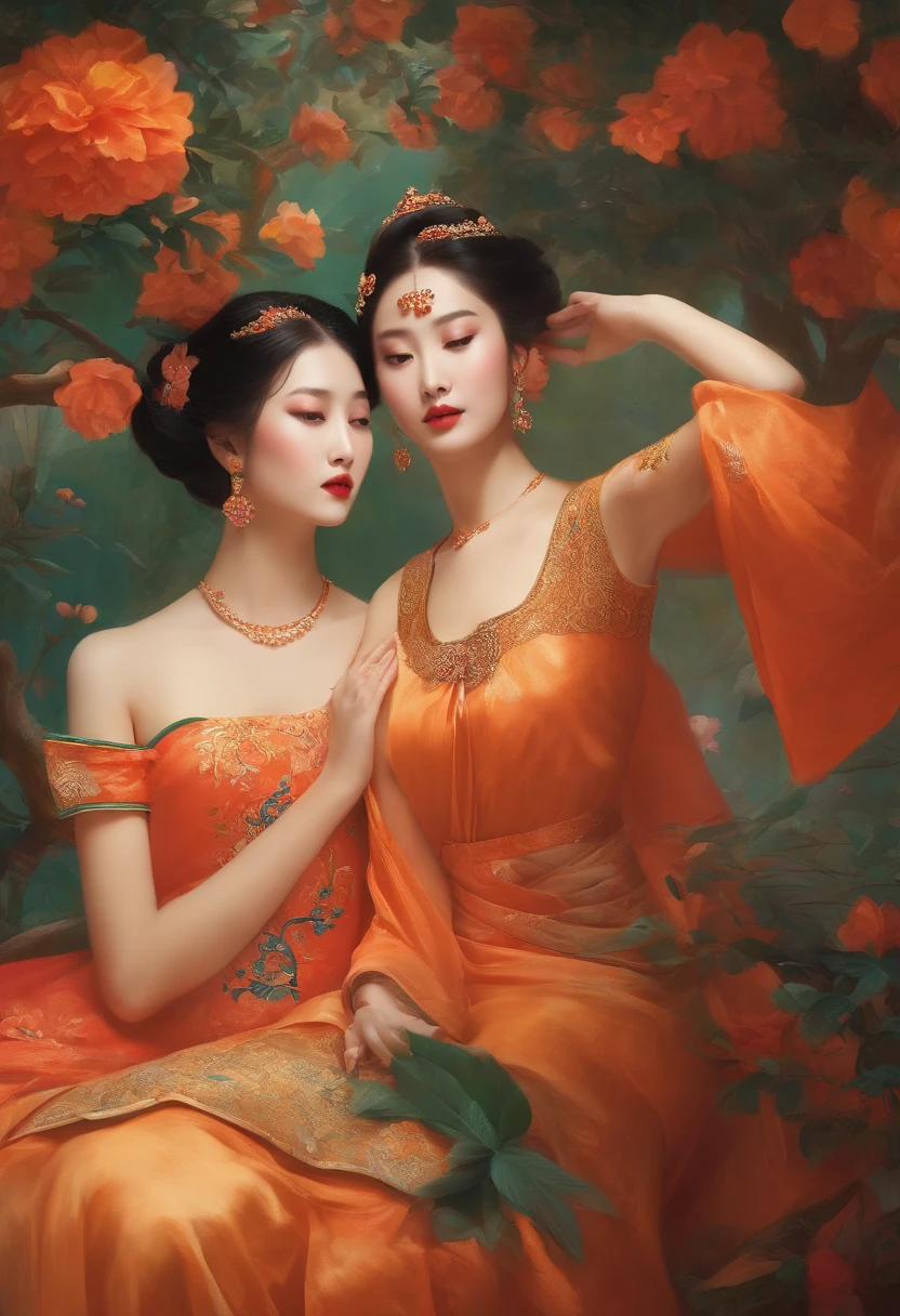 Tang and Song beauties,Two-dimensional style,vibrancy