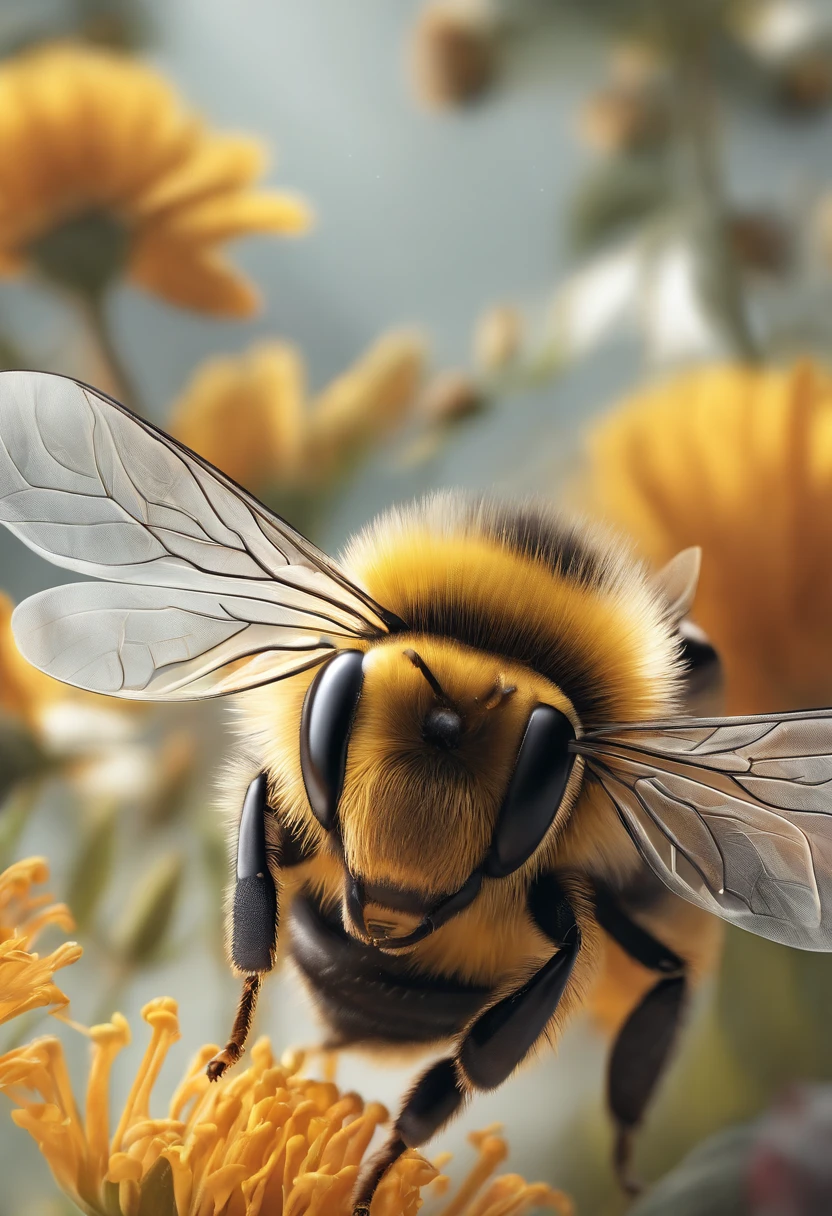 A bee，Hand drawn illustrations，plethora of colors，Ultra-clear details，超高分辨率，Transparent background，8K